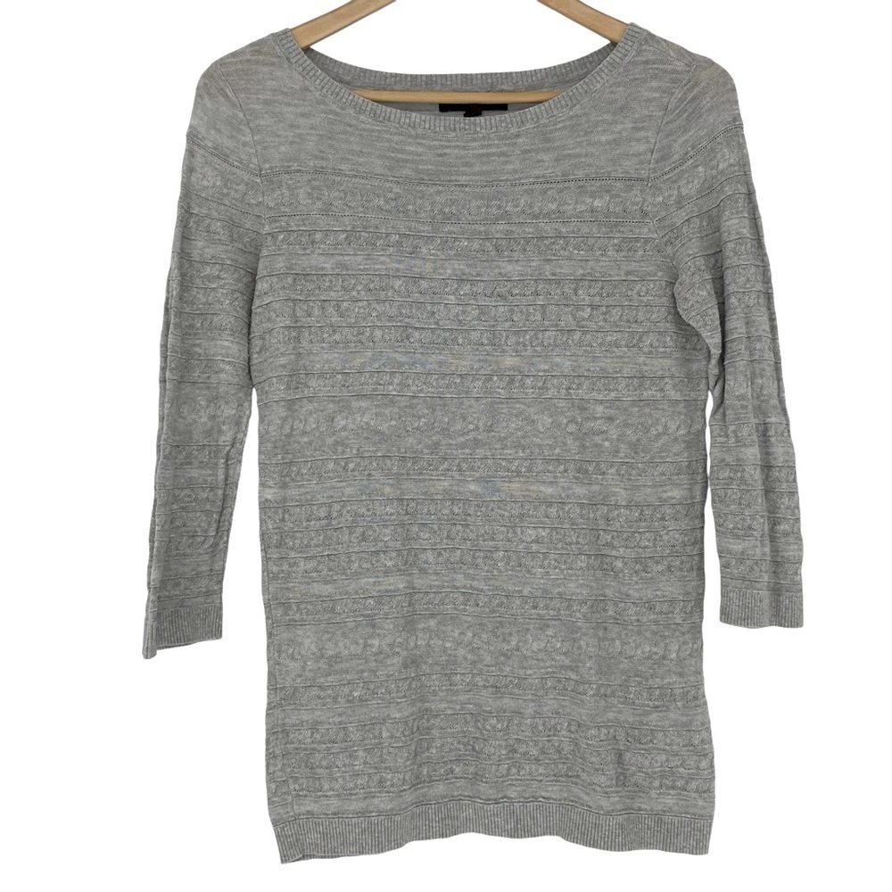 Banana Republic lightweight textured stripe gray knit sweater wms sz medium